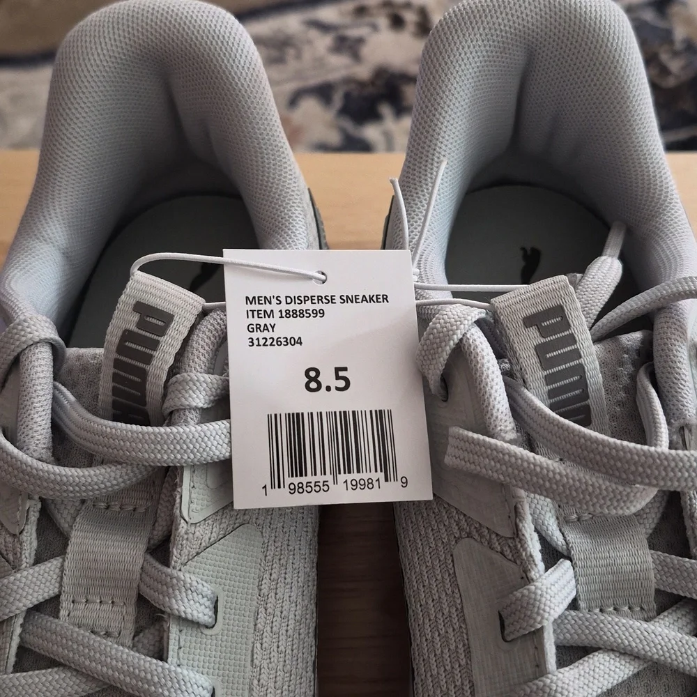 Men's Puma Light Gray Mesh Athletic Sneakers with Black Logo - Picture 5 of 10